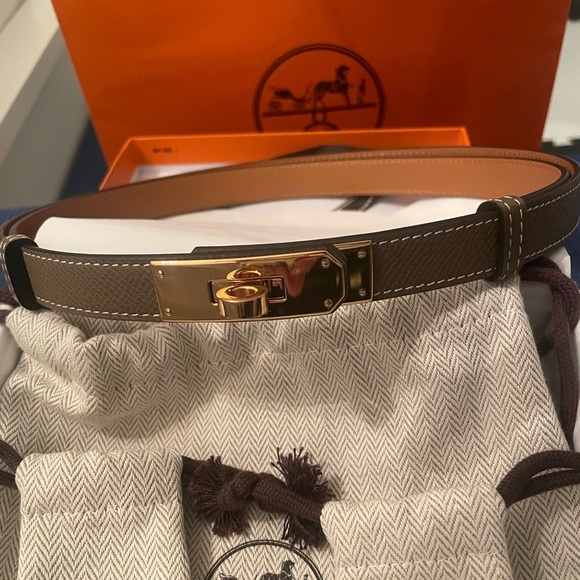 SOLD Hermes Kelly Belt Etoupe Gold Hardware - Picture 7 of 8
